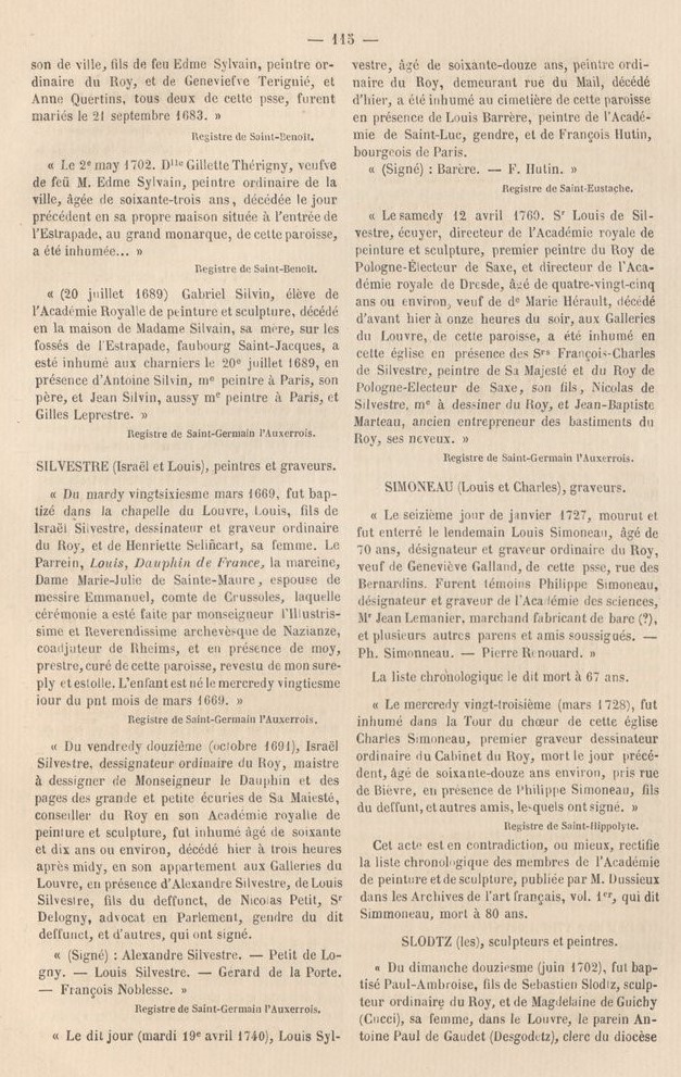  État civil de quelques artistes français : extrait des registres des paroisses des anciennes archives de la Ville de Paris. - Page 115